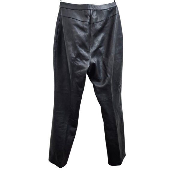 Adrienne Vittadini Pants Womens Shimmery Black Leather High Rise Straight - Picture 5 of 11